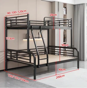 Anti rust Electrostatic Powder Coating Metal Bed Frame Modern Simple Style Bunk Bed for Export