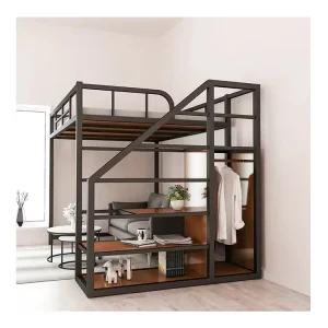 Apartment Bunk Bed Metal Modern Bedroom Double Decker Metal Bed Student Dormitory Bed Adult Metal