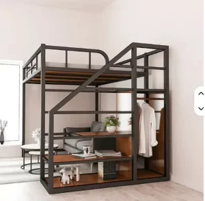 Apartment Bunk Bed Metal Modern Bedroom Double Decker Metal Bed Student Dormitory Bed Adult Metal