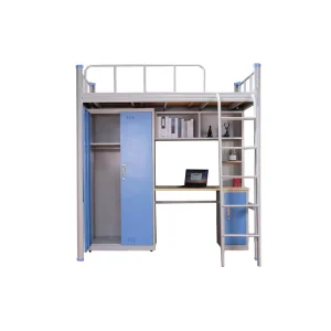 Apartment Student Dorm Metal Frame Bunk Beds with Computer Desk Table for Adult with Drawers
