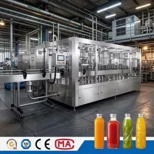 Automatic 3 in 1 Fruit Juice Hot Filling Machine PET Bottle Juice Bottling Production Line