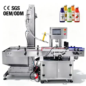 Automatic 4-Wheel Capping Machine for PET Juice and Spray Bottles with Cap Feeder Elevator