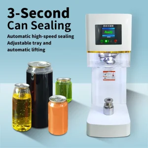 Automatic Can Sealing Machine for Coffee Beverage and Soda Water Multiple Heights and Diameters