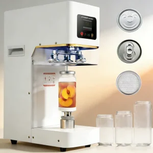 Automatic Can Sealing Machine for Plastic PET Bottles, Jars, Tins, and Easy-Open Ends