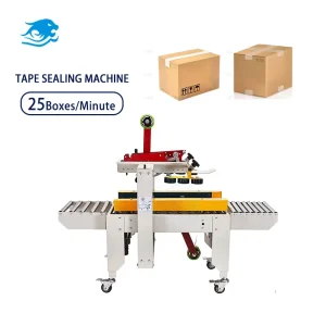 Automatic Carton Box Sealing Machine for Plastic Bags, Cans, Bottles, and Glass Containers