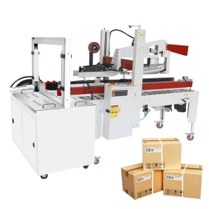 Automatic Carton Case Sealing and Strapping Machine with Top and Bottom Seals