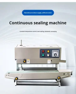 Automatic Continuous Band Sealer with Date Printing, Vertical Horizontal Dual-Purpose Plastic Foil Pouch Sealing Machine for Food