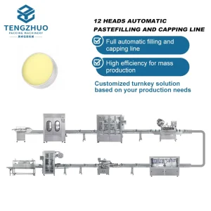 Automatic Cosmetic Cream Jar Filling and Capping Line, 12 Heads