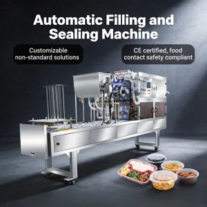 Automatic Cup, Box, Bowl, and Tray Filling Sealing Machine with Servo Drive