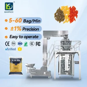 Automatic Food VFFS 5kg Pasta Rice Chip Packing Machine with Labeling Filling and Sealing for Paper or Plastic Pouches