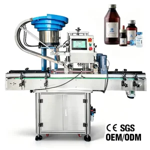 Automatic Four-Wheel Capping Machine, 40 Pieces per Minute, with Feeder Elevator for Bottles and Jars