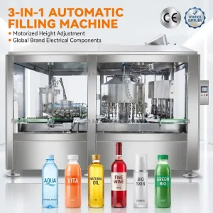 Automatic Glass Bottle Champagne Whiskey Vodka Gin Liquor Spirit Rinsing Filling Capping Line Automatic Bottle Filling Machine