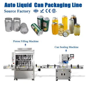 Automatic Liquid Beverage Juice Filling and Sealing Line for Aluminum, Tinplate, and Plastic Containers