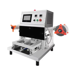 Automatic MAP Plastic Square Container and Food Tray Sealing Machine with Gas Flushing