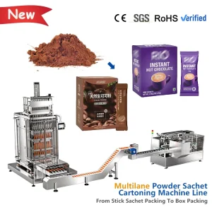 Automatic Multi Lanes Stick Sachet Instant Drink Chocolate Cocoa Vanilla Powder Paper Box Folding Packing Machine