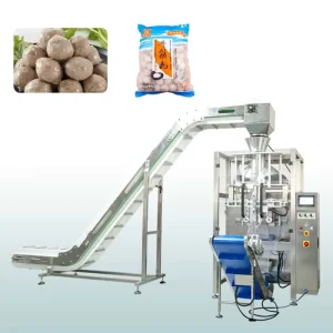 Automatic Pneumatic Film Pouch Vertical Filling and Sealing Machine for Onion, Dumpling, Meatball, Sausage, and Frozen Food