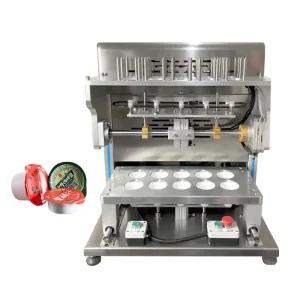 Automatic Pneumatic Sealing Machines Plastic Cup Sealer Wrapping Machines Automatic Suction Film Sealer for Small Pot Tea