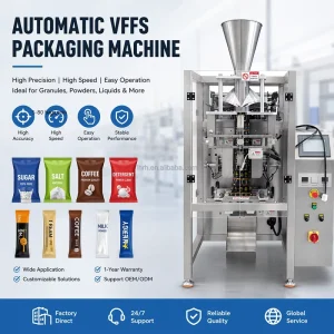 Automatic Vertical Form-Fill-Seal Sachet Packing Machine for Coffee, Granules, Milk, Sugar, Flour, and Seasoning