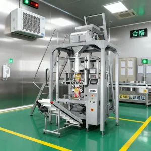 Automatic Vertical Form Fill Seal (VFFS) Packing Machine with Large-Capacity Elevator and Multihead Weigher