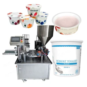 Automatic Yogurt Plastic Cup Filling and Sealing Packaging Line