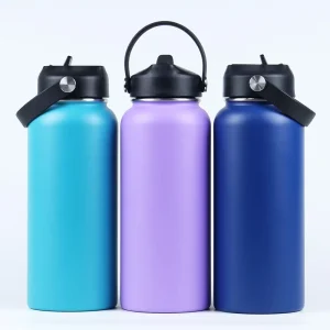BPA-Free Custom Logo 550ml Stainless Steel Water Bottle with Straw Lid and Handle