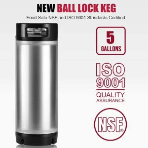 Ball Lock Cornelius Stainless Steel Keg for Homebrew, Craft Beer, Soda, Cold Coffee and Cleaning