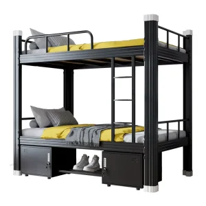 Bedroom Furniture Metal Bed Frame Hotel Hostel Use Bunk Bed Loft Bed Queen King Size