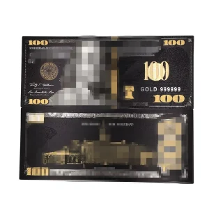 Black Foil Gold US $100 Dollar Bill Currency Note