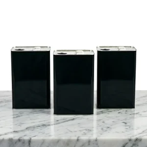 Black Gloss Finished Metal Cans square 1000ml Tinplate Tin Cans Custom Logo Metal Tin Box for Wine Liquor Bottles Metal Bottles