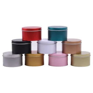 Black Gold Silver Gift Tin Aluminum Box Round Metal Wax Scented Container Tin Can Candle Tins with Lid
