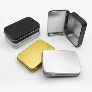 Black Hinged Metal Packaging Tin Box with Lid, 50ml or 100ml, for Gifts