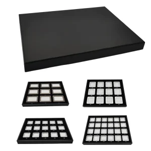 Black Lacquer Lid Box Set Snap Button Metal Box Multi Tray Organizer MDF PU Leather Loose Gemstone Storage