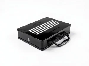 Black Portable Metal Briefcase Tin Box with Handle Vintage Storage Case for Stationery Candy Cookies Gifts Collectibles Toy