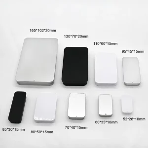 Black Rectangle Metal Tinplate Container Square Drawer Slide Tea Food Candy Industrial Aluminum Box Screen Printing for Packing