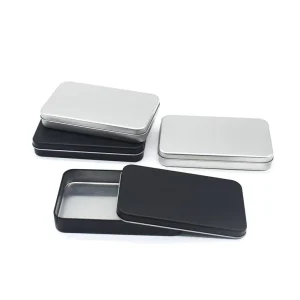 Black Silver Tea Tin Box Packaging Container Case with Lids Metal Square Mint Tobacco Candy Gifts Tin Boxes Packaging