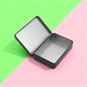 Black Tinplate Hinged Metal Tin Box Packaging