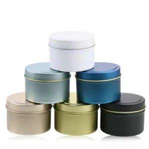 Black and Gold Tinplate Candle Tin with Screw Cap, 2oz-8oz, Decorative Metal Container