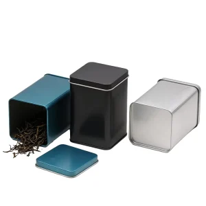 Blank Rectangular Metal Tea Tin Box 71x71x110mm with Food-Grade Tinplate, OEM Factory, MOQ 1000pcs