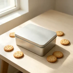 Blank Rectangular Tinplate Candy and Cookie Storage Box, Food-Grade Metal, Custom Logo and Silk Screen Printing