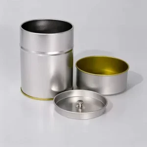 Blank Silver Round Metal Tea Tin Can with Double Lid Food-Grade Tinplate Container for Coffee Tea and Candy Storage