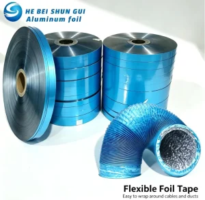 Blue Aluminum PET Mylar Tape, 300m, Single or Double Sided, EMI Shielding for Communication Cables and HVAC Air Ducts