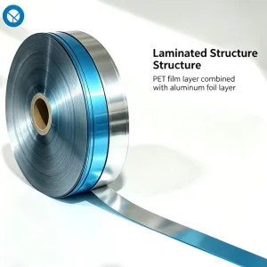Blue Soft Glossy Aluminum PET Mylar Tape, Single or Double Sided, Moisture Proof EMI Shielding for Communication Cables and HVAC Air