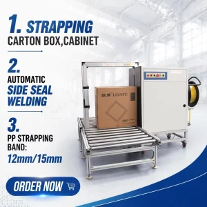 CE-Certified Automatic Carton Side-Seal Strapping Machine with 12mm PP Belt