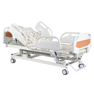 CE Certified Manual Three Function Hospital Bed Perforated Steel Deck ABS Side Rails Lockable Silent Casters
