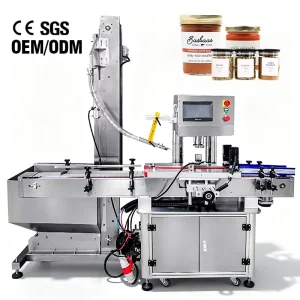 CM140 Screw Capping Machine for Food, Beverage, and Cosmetic Glass and Plastic Bottles with Cap Feeder Elevator