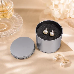 CMYK Offset Printed Round Food Grade Tin Boxes 65x50MM for Earrings and Jewelry Storage Eco Friendly Custom Logo ISO9001