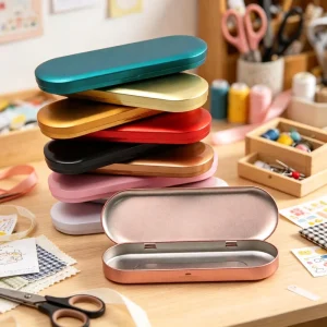 CMYK Printed Metal Tinplate Box Tweezer Eyebrow Pencil Packaging OEM Factory 500pcs MOQ LIQIAO Brand Customized Color