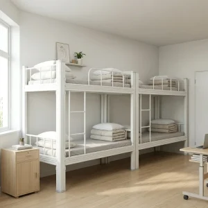 Cama Litera Segura Cama Beliche Durable Sturdy Metal Bunk Bed High Safety Guardrail Heavy Duty Steel Frame for Guest House&Hotel