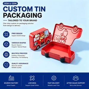 Car-Shaped Metal Tin Box Irregular Tinplate Child-Proof Push Tin Recyclable