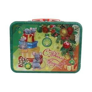 Cartoon Metal Cookie Box with Handle for Storage and Display